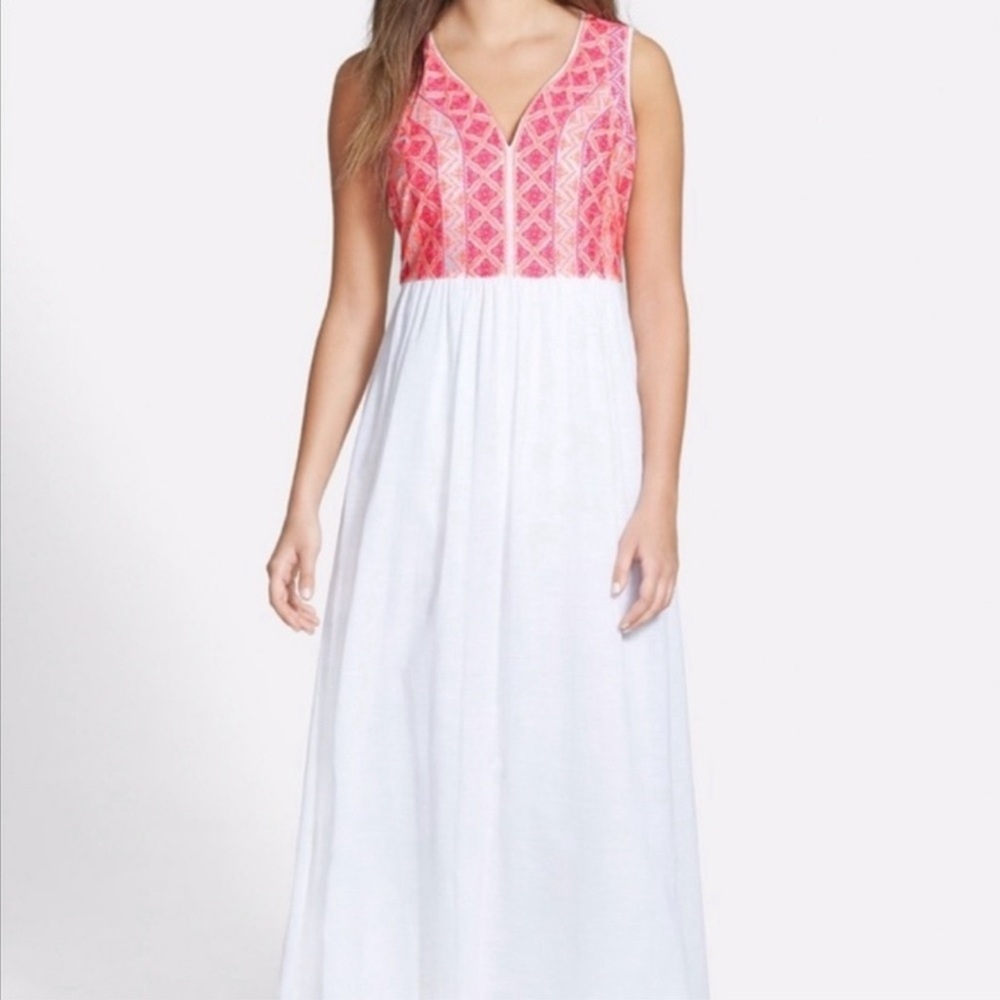 Vineyard Vines Embroidered Bodice Maxi dress Sz 10